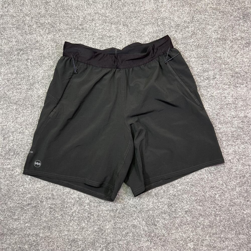 Janji Shorts Mens Small Black Microfiber Running Athletic 7 Inseam Pockets